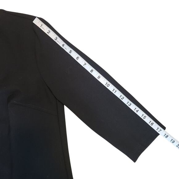 Trina Turk Black Versed Shift Dress, 3/4 sleeve, front half zip, pockets, sz 6 - Picture 7 of 11